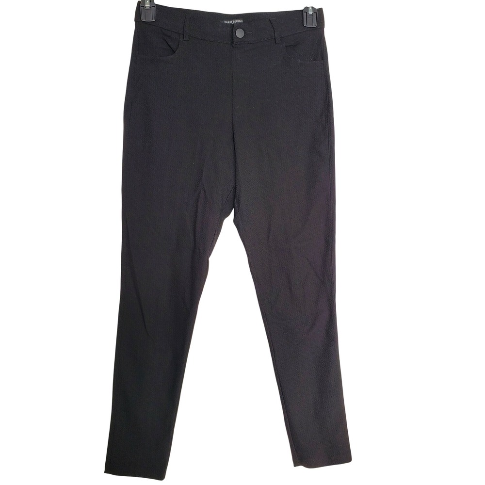 MARIO SERRANI ITALY Women's Black Textured Slim Fit Tummy Control Pants Sm‎